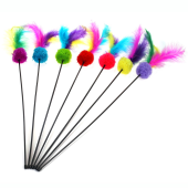 Чистый котик Дразнилка для кошек "Шарик" с перьями пушистый для кошек 46см