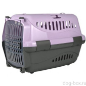 Россия Переноска для животных Турне М фиолетовая с прозрачной пластиковой дверцей, 48*32*32 см