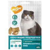 Мнямс Лакомство Мнямс Хрустящие подушечки для стерилизованных кошек с цыпленком и клюквой "Профилактика МКБ" 60 г