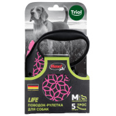 Triol Поводок-рулетка для собак Flexi Life Pink M 5м до 20 кг, трос