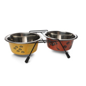 Triol СОЮЗМУЛЬТФИЛЬМ Миска для животных металлическая двойная на подставке "Пожужжим", 2*0.35л