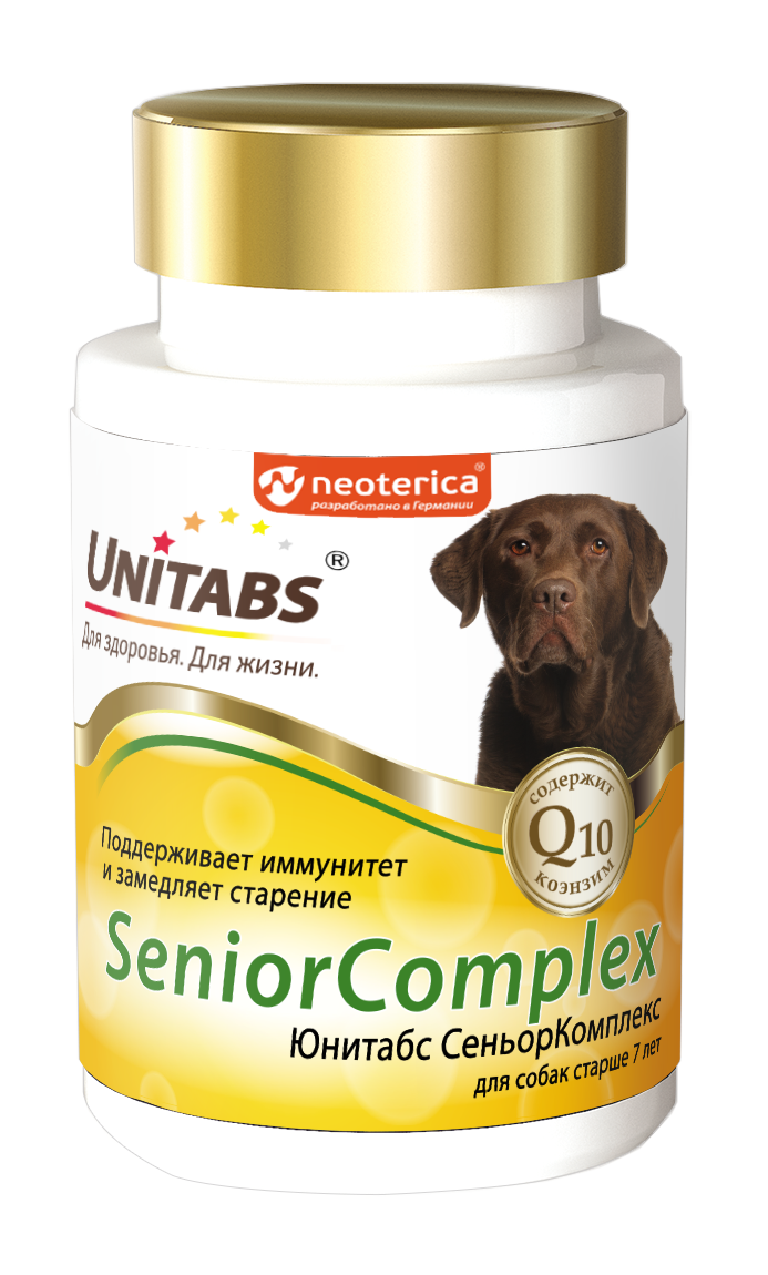 Unitabs SeniorComplex, ежедневные витамины для собак старше 7 лет с Q10, 100 таблеток
