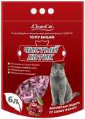 Чистый котик наполнитель комкующийся ТОФУ вишня, 6л