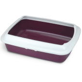 Triol Туалет для кошек прямоугольный с бортом "Параллель", бургунди/белый, 505*390*150мм, серия HYGIENE