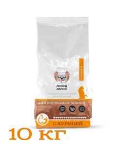 Лопай лапой сухой корм для взрослых кошек с курицей, 