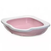 IMAC Туалет FRED для кошек с бортом угловой, пепельно-розовый, 51*51*15,5 см