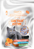 Чистый котик наполнитель силикагелевый колотый с ароматом апельсина, 8 л