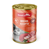 Ночной охотник консервы для кошек мясное ассорти кусочки в соусе, 415 г